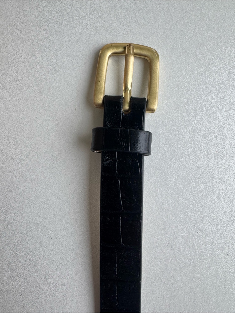 Anine Bing Skinny Croc Leather Belt